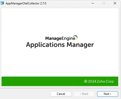 APMインサイト OTel Collector インストールウィザード - ようこそ画面
