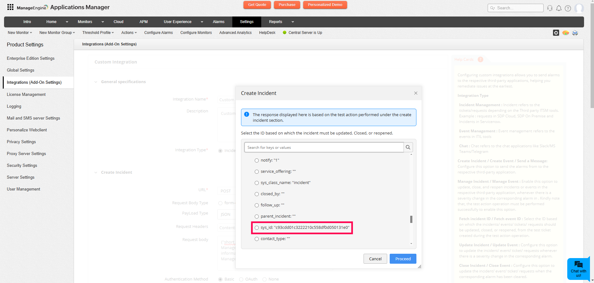 Custom integration create incident