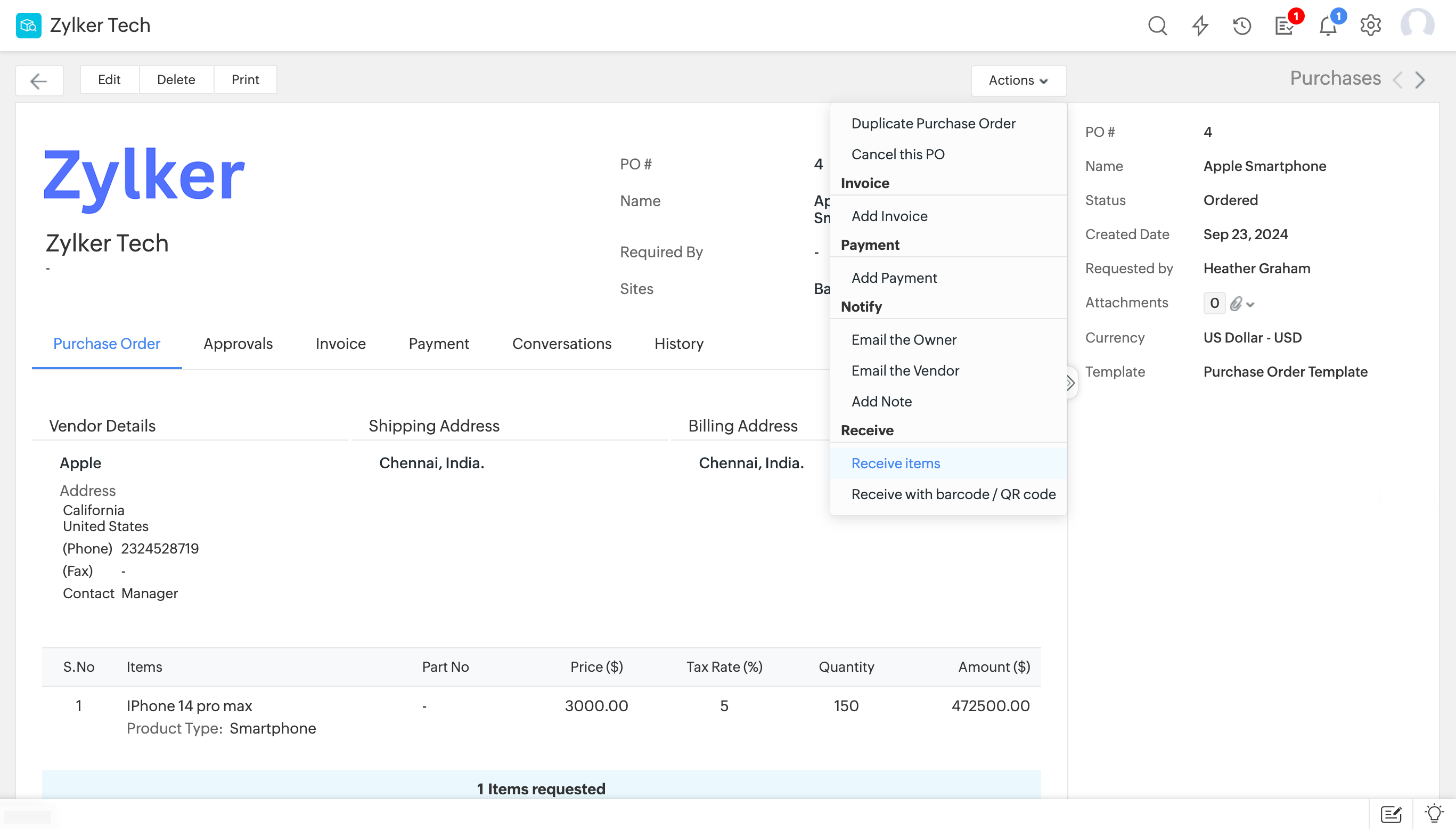 receive purchase order items overview 01