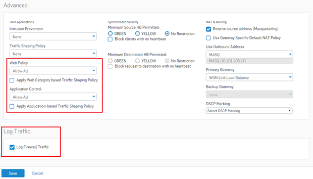 Sophos XGログ ルール有効化