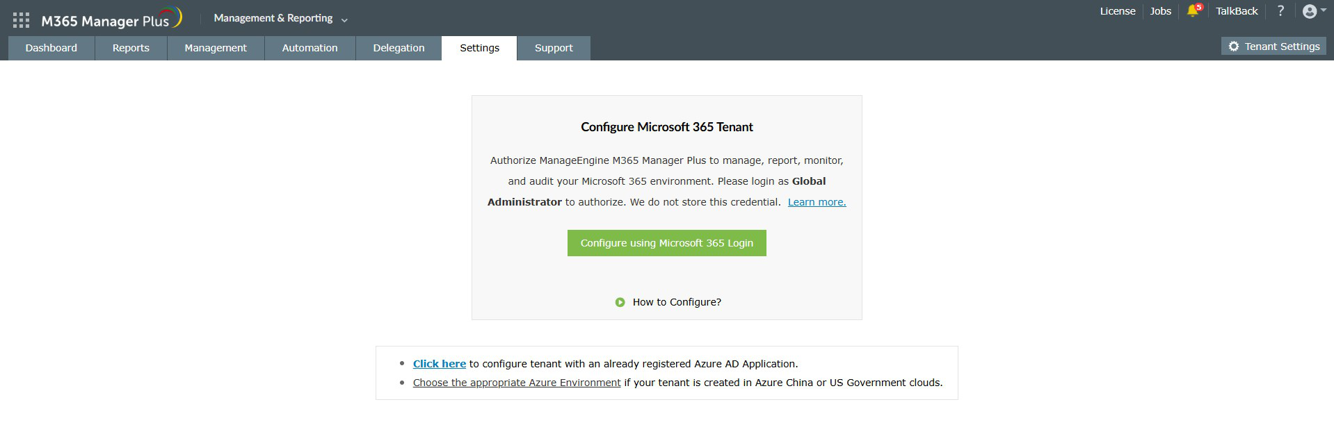 Microsoft 365 tenant configuration