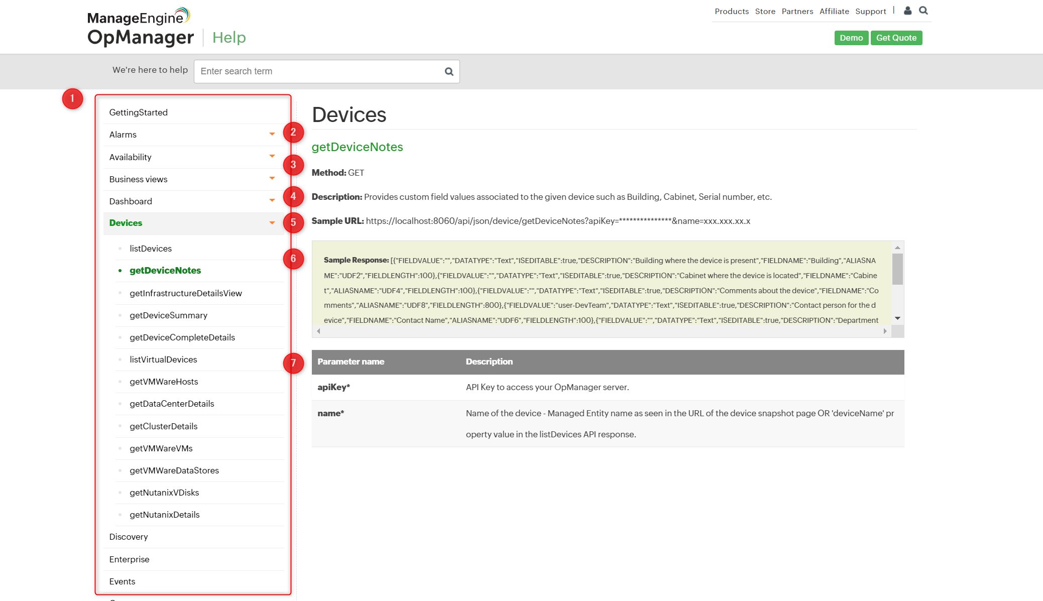 REST API|OpManager ユーザーガイド