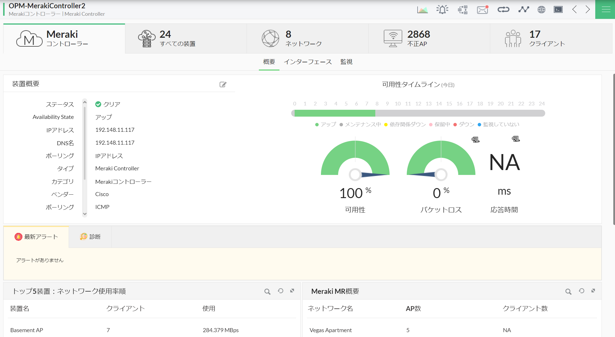 Merakiの詳細タブ