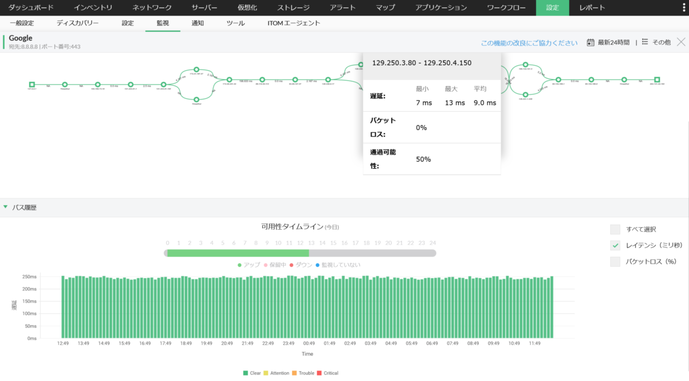 ネットワークパスの概要ページ