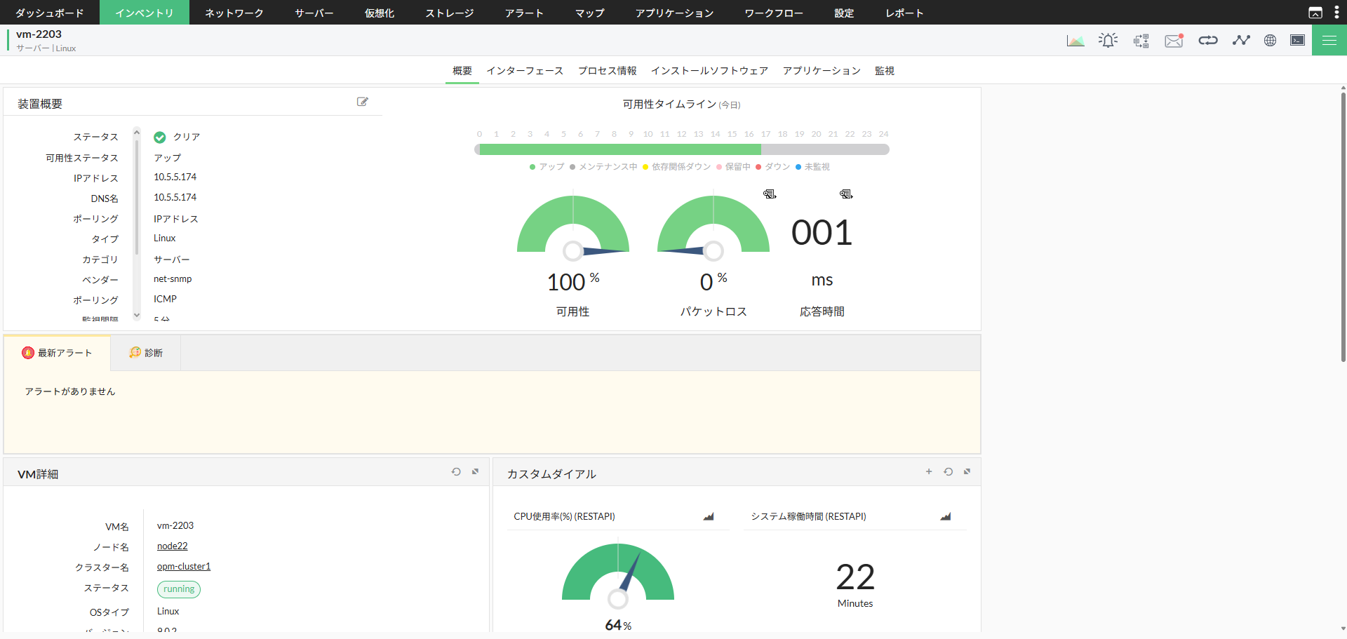 Proxmoxノードの概要ページ