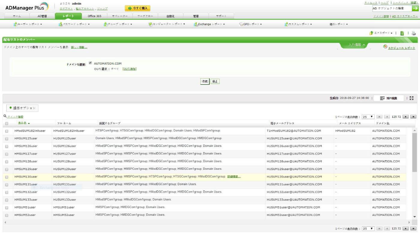 ウェブベースのMicrosoft Exchange サーバー配布リストレポート - ADManager Plus
